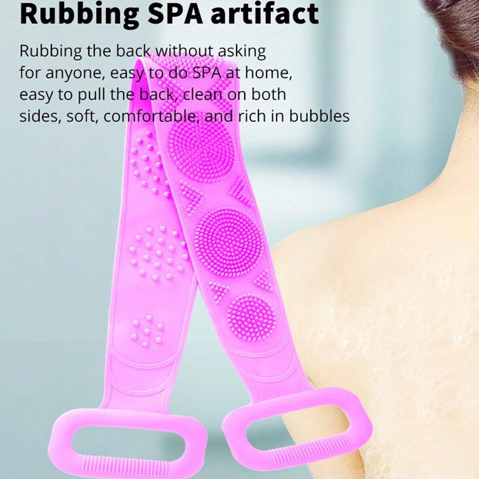 Silicone Body Back Scrubber Double Side Bathing Brush For Skin Deep Cleaning Massage Dead Skin Removal (101 Gm  Medium Size 1pc)