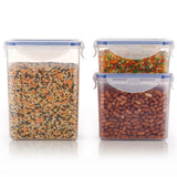 5827 Rectangle Abs Airtight Food Storage Containers With Leak Proof Locking Lid Storage Container Set Of 3 Pc (Approx Capacity 500ml1000ml1500ml Transparent)