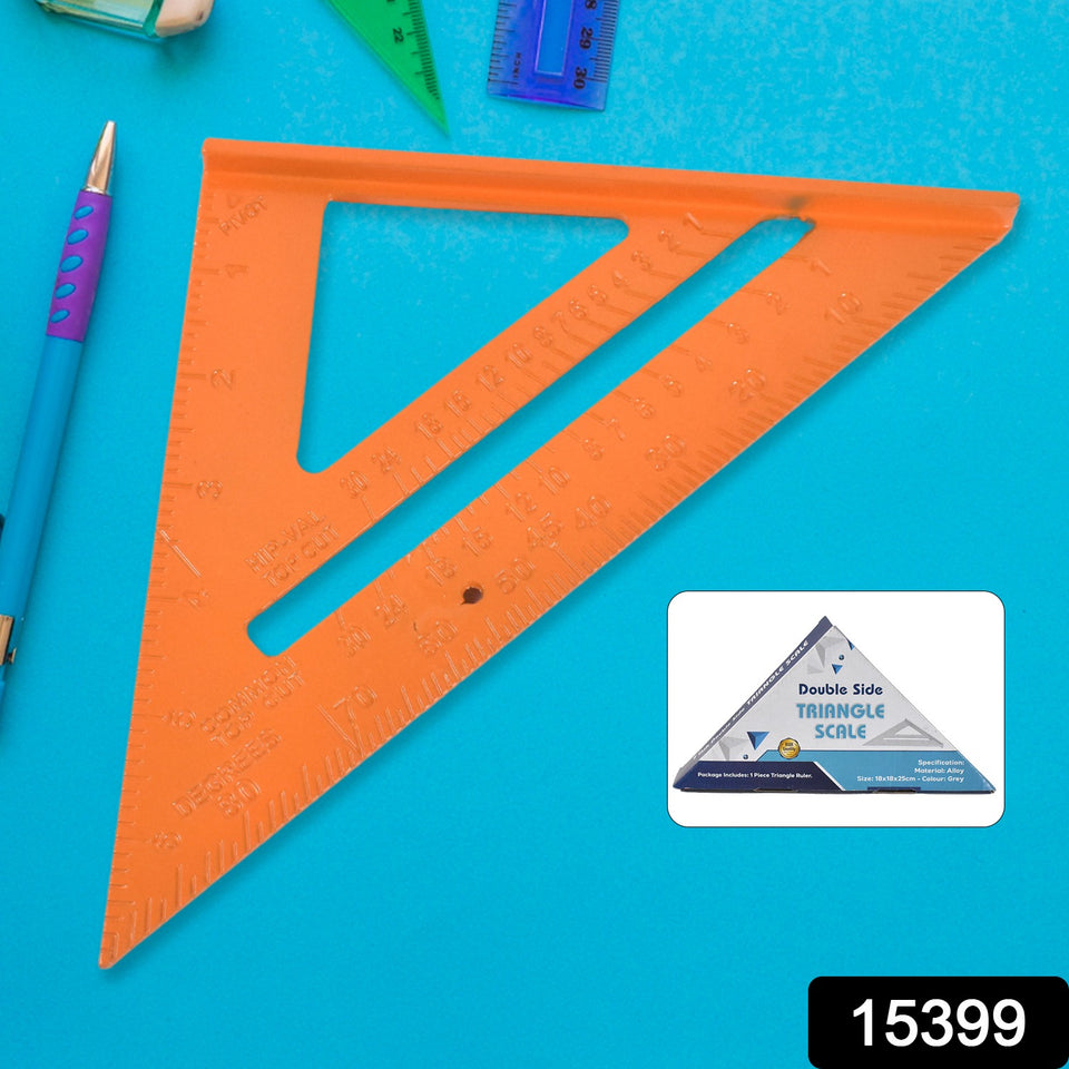 Double Side Scale Triangle  Ruler Measurement Hand Tool (1 Pc  Orange)