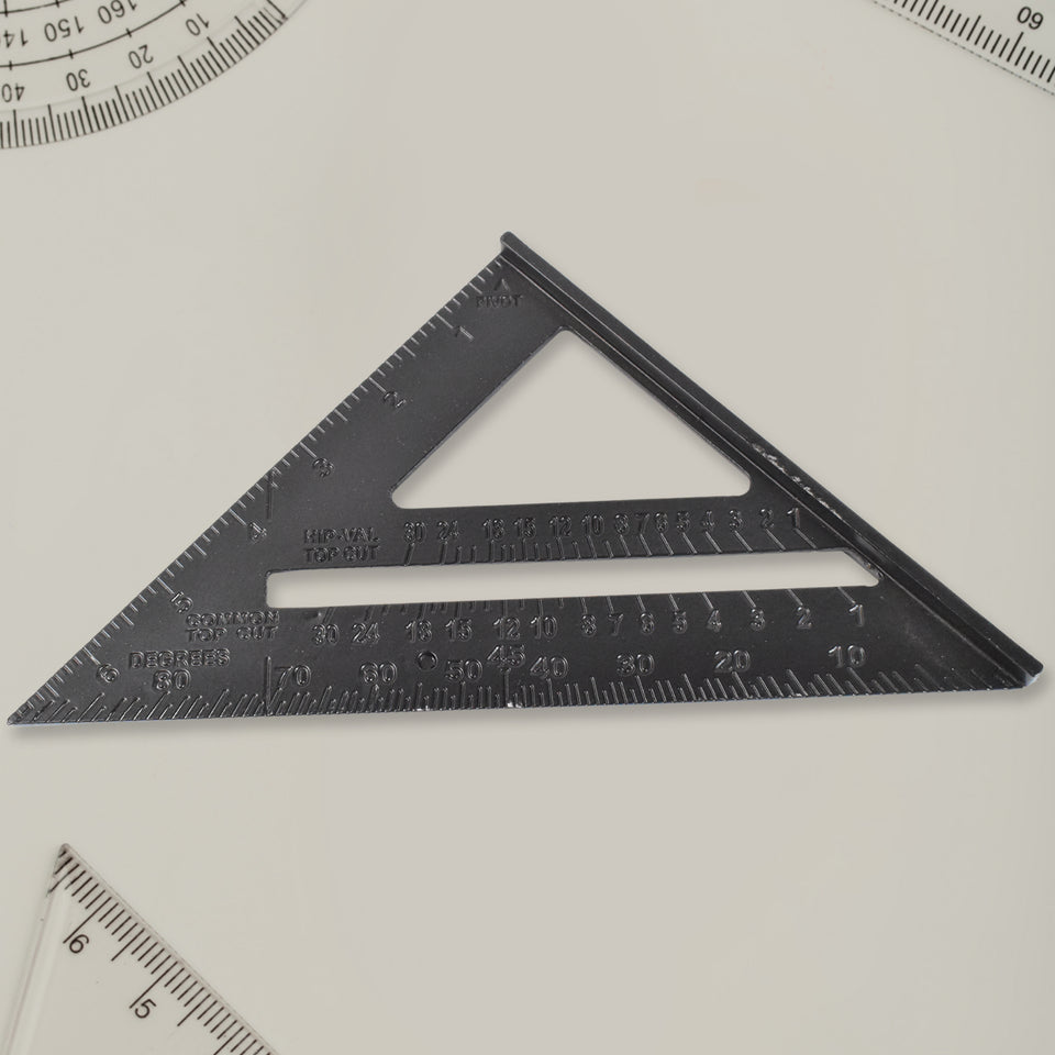 Double Side Scale Triangle  Ruler Measurement Hand Tool (1 Pc  Black)