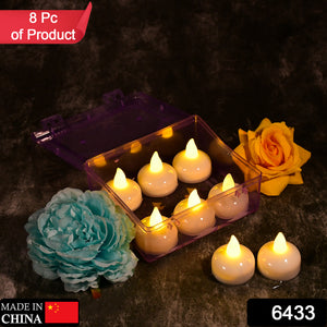 6433 Set Of 8pcs With Transparent Box. Flameless Floating Candles Battery Operated Tea Lights Tealight Candle - Decorative Wedding.