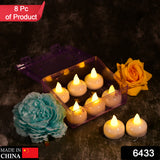 6433 Set Of 8pcs With Transparent Box. Flameless Floating Candles Battery Operated Tea Lights Tealight Candle - Decorative Wedding.