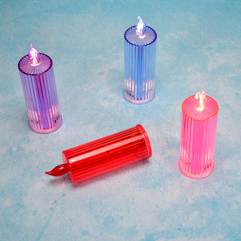 6243 Big Simple Candles For Home Decoration Crystal Candle Lights (Multicolor)