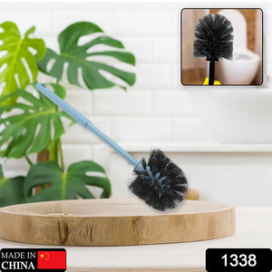 1338 Plastic Round Toilet Cleaner Brush Plastic Bathroom Cleaner - Round Hockey Stick Shape Toilet Brush