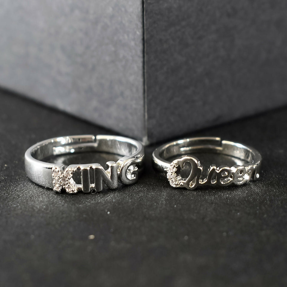 KING QUEEN NAME DESIGNED COUPLE RINGS