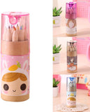 7957 12 Colouring Pencils Kids Set Pencils Sharpener Mini Drawing Colored Pencils With Sharpener Kawaii Manual Pencil Cutter Coloring Pencil Accessory School Supplies For Kid Artists Writing Sketching