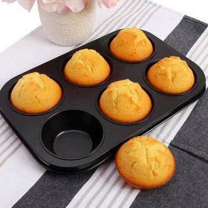 2210 Non-stick Reusable Cupcake Baking Slot Tray For 6 Muffin Cup