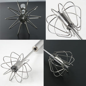 Big Stainless Steel Egg Whisk Hand Push Rotary Whisk Blender (1 Pc  35 Cm)