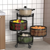 Metal Round High Quality Kitchen Trolley With Wheels (3 Layer  1 Pc)