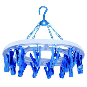 1366 Plastic Round Cloth Drying Stand Hanger With 18 Clips (Multicolour)