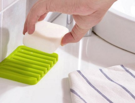 0810 Silicone Soap Holder Soap Dish Stand Saver Tray Case For Shower