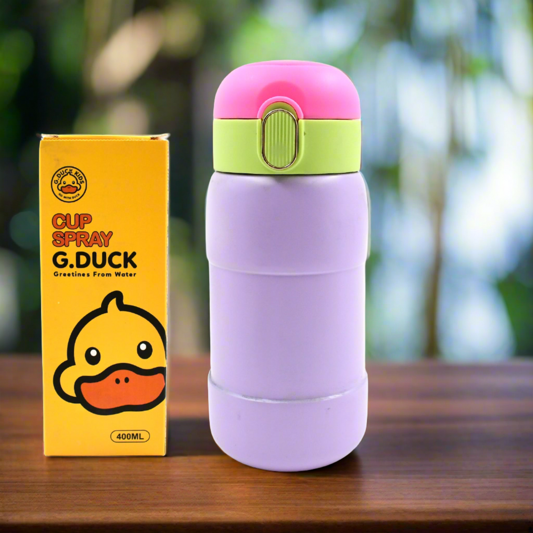 Duckstainless Steel Water Bottle For Kids Adults Steel Flask Metal Thermos Spill Proof Cap Closure Bpa Free For School Home Office Drinkware 400 Ml