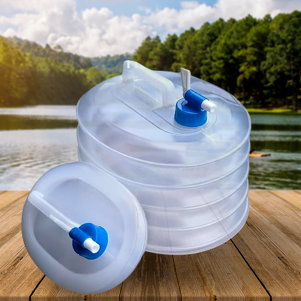 Outdoor Camping Collapsible Portable Water Container With Carry Handle Tap Valve Large Food Grade