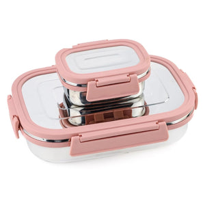 Premium Stainless Steel Leak Proof Air Tight Lunch Boxes (900ml+200ml Approx  2 Pc Set)