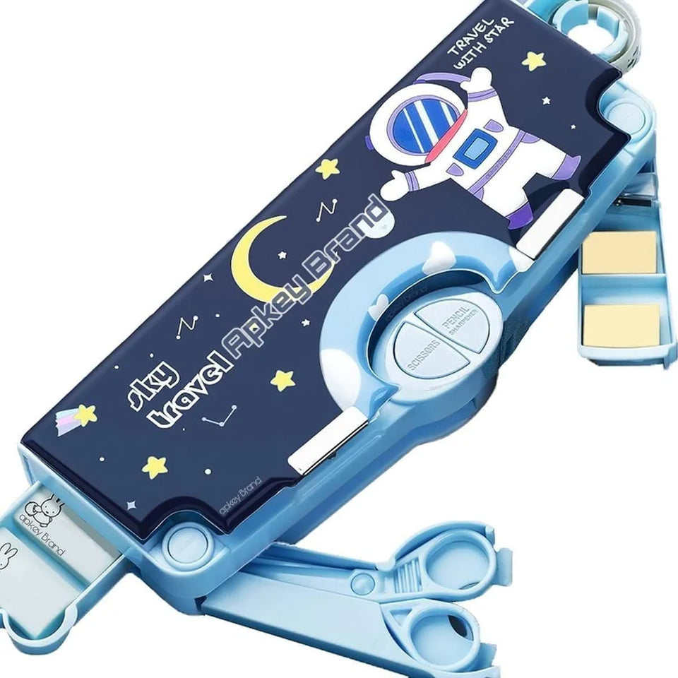 0052 Multifunctional Pencil Box For Kids Space Pencil Box For Boys Kids Pencil Box For Boys  Girls Magnetic Pencil Box For Boys Pop Up Pencil Box Space Theme Return Gifts For Kids (Space Pencil Box)