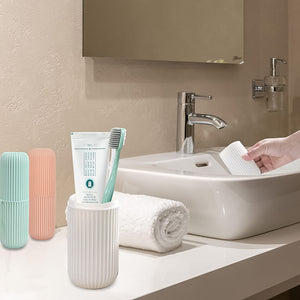 Capsule Shape Travel Toothbrush Toothpaste Case Holder (Multicolor  3 Pcs Set)