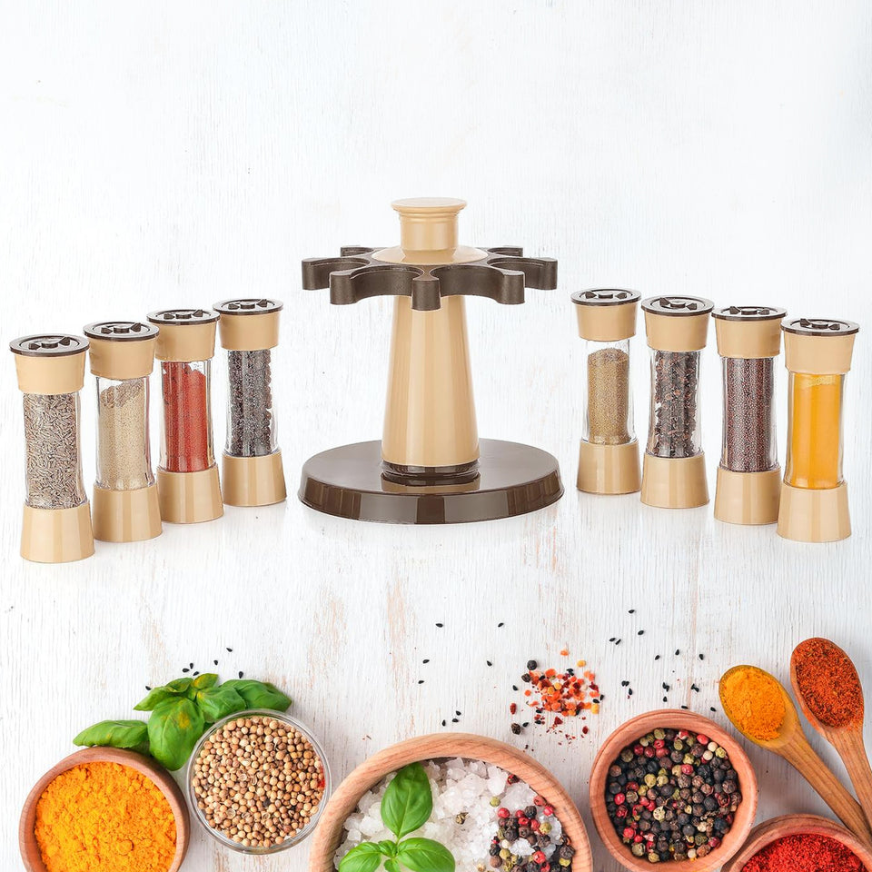 360 Revolving Spice Rack For Kitchen And Dining Table 8 Spice Jars