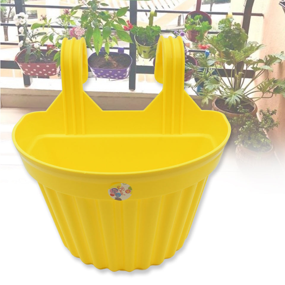 3642 Multicolor Hanging Plastic Planters Orchid Relling  For Plantation Planters For Balcony And Home Gardening Indoor Outdoor (1 Pc )