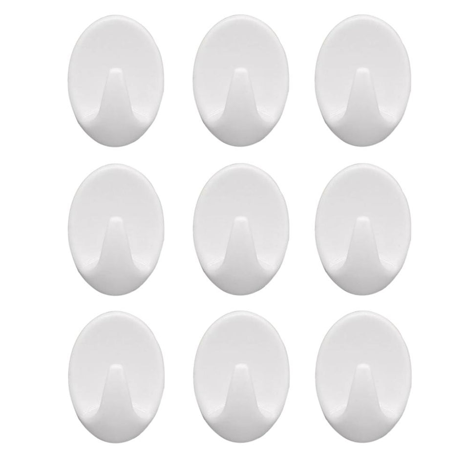 1544 Self Adhesive Plastic Wall Hook Set For Home Kitchen And Other Places (Pack Of 9)