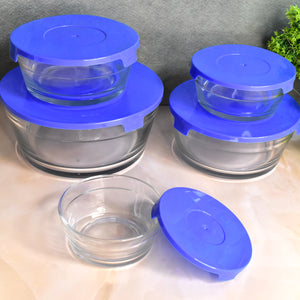 Modern Glass Bowl Set Mixing  Storage Bowls With Lids (5 Pcs Set)