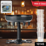 6 Shot Win Glass Dispensers With Tray  6 Pcs Glass