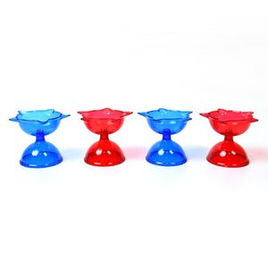 Colourful Reflection Diya Combo Plastic Candle Cup With Multi Shape (4 Pcs Set)