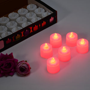 6633 Red Flameless Led Tealights Smokeless Plastic Decorative Candles - Led Tea Light Candle For Home Decoration (Pack Of 24)