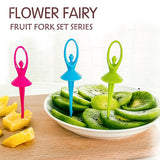 2046 Dancing Doll Fruit Fork Cutlery Set With Stand Set Of 6.