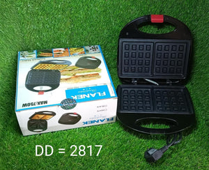 Waffle maker with non-stick plates, makes 2 square waffles, easy to use