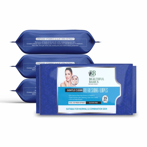 Beautiful Basics Dry, Oily, Sensitive & Normal Skin Face Wipes (4 Pkts x 100 Pcs wipes)