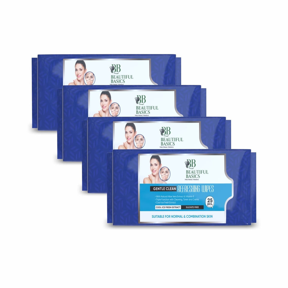 Beautiful Basics Dry, Oily, Sensitive & Normal Skin Face Wipes (4 Pkts x 100 Pcs wipes)