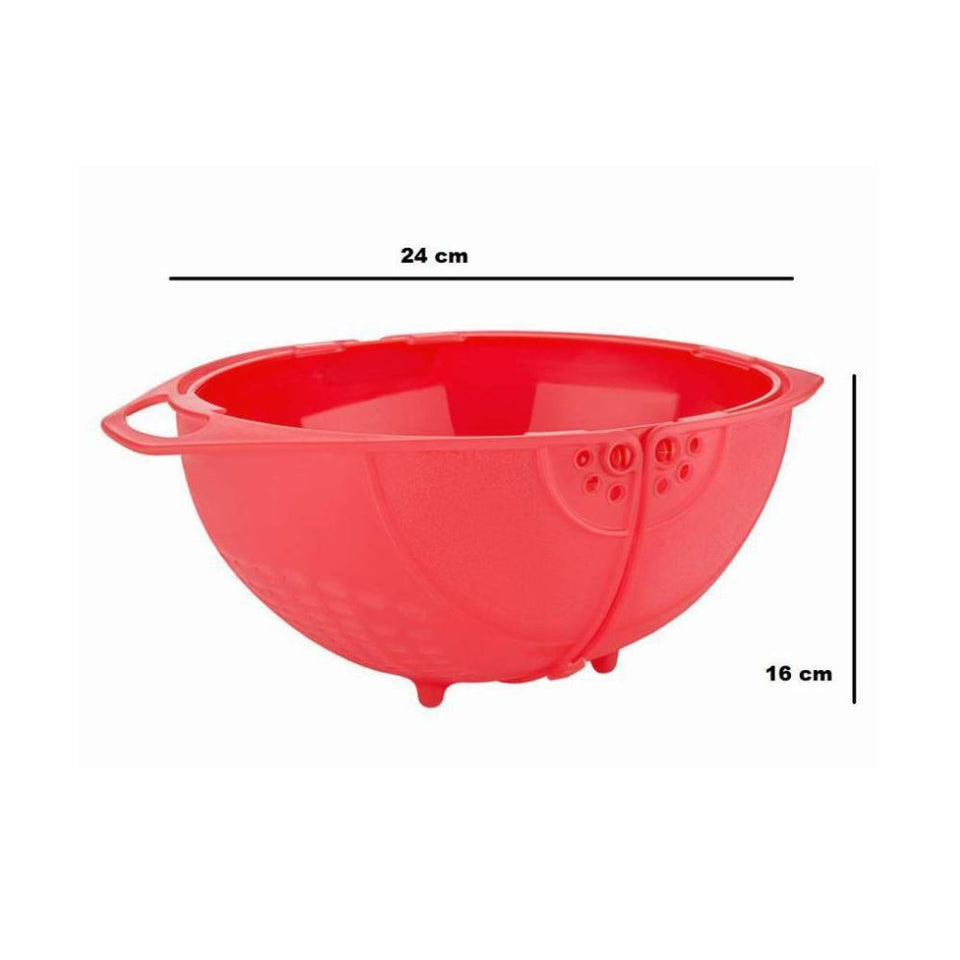 2145  Plastic Revolving Multi Functional Rice Vegetable Fruit Wash Basket Bowl (Multi Colour)