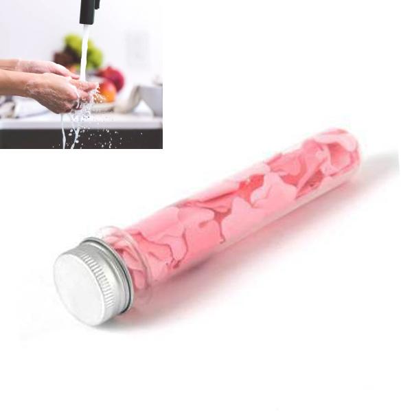 1319 Portable Hand Washing Bath Flower Shape Paper Soap Strips In Test Tube Bottle