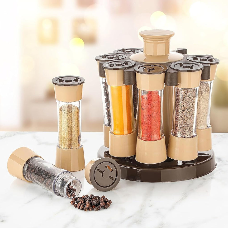 360 Revolving Spice Rack For Kitchen And Dining Table 8 Spice Jars