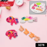 Cute Cartoon Plush Hairpin Set (7 Pcs Set / Mix Colour)