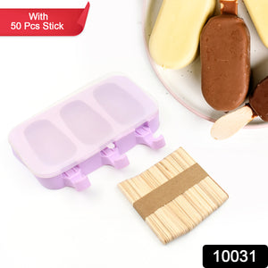 10031 Silicone Popsicle Molds Ice Pop Maker Molds With Lids And Sticks For Kids Diy Homemade Ice Cream (With 50 Sticks)