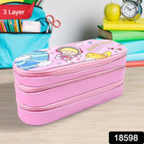 3 Layer Large Capacity With Multi-Functional Pencil Case (1 Pc)