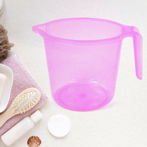 Plastic Round Transparent Bath Water Mug (5 Pc  Mix Colour  1200 Ml)