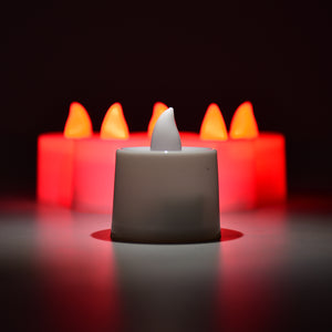 6633 Red Flameless Led Tealights Smokeless Plastic Decorative Candles - Led Tea Light Candle For Home Decoration (Pack Of 24)