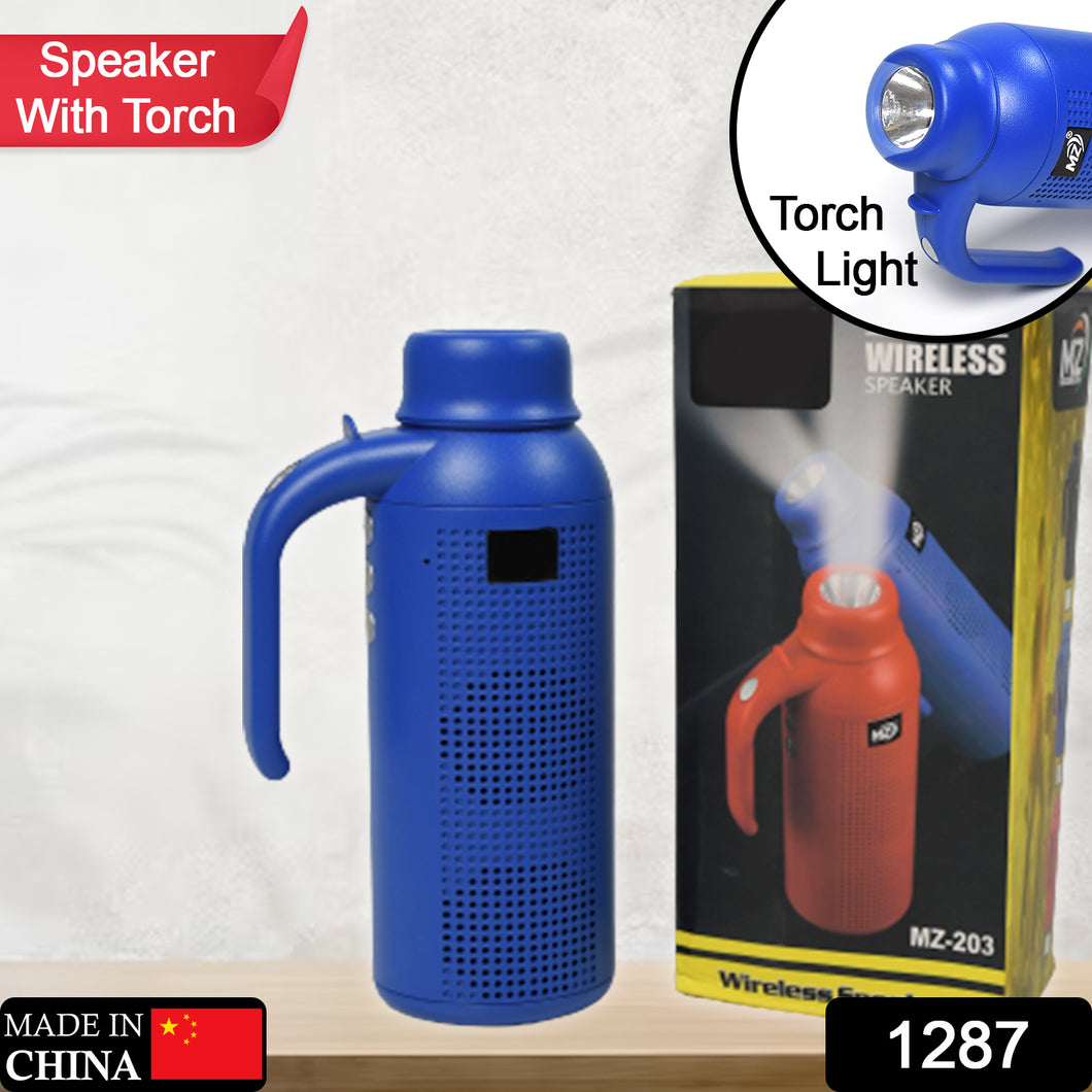 1287  Smart Bluetooth Speaker With Torch Light Wireless Bluetooth Speaker  Night Flash Light Speaker