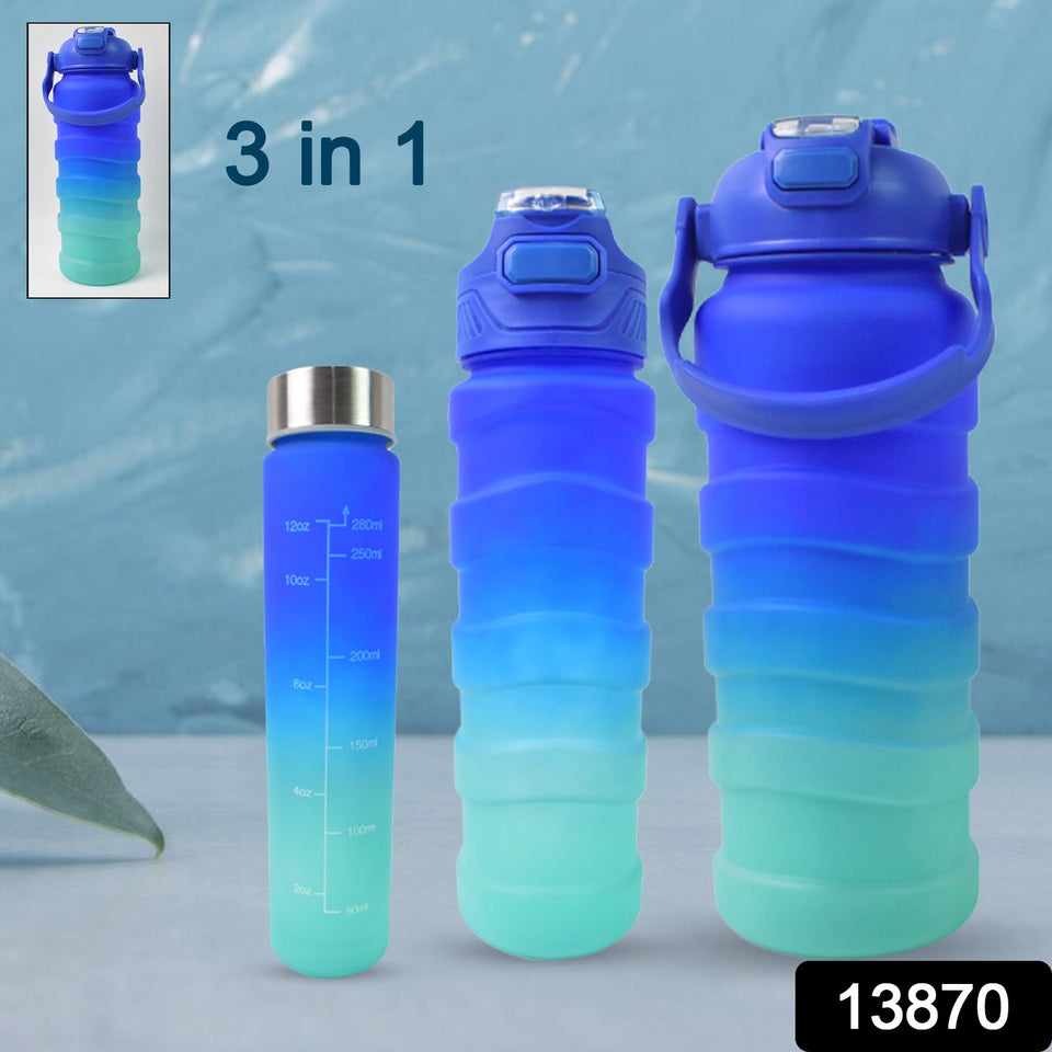 Plastic Water Bottle, 3 Different Size Bottle (3 Pc Set / With Straw & Sticker)