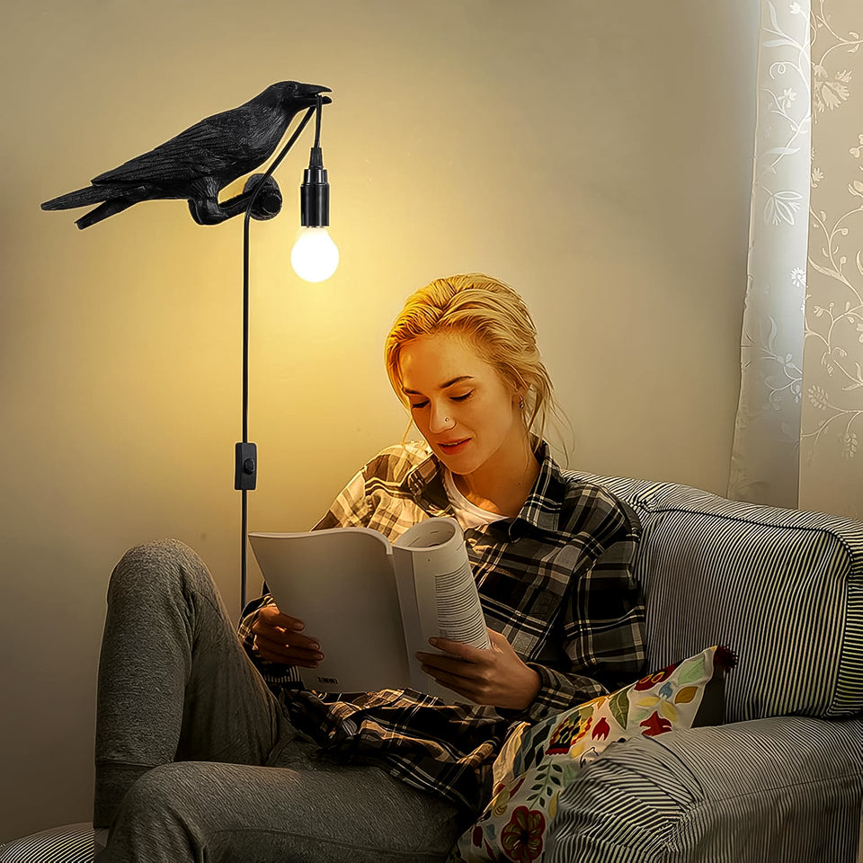 Crow Birds Table Lamps With Vintage Edison Bulb Bird Lamp (1 Set)