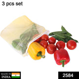 2584 Fridge Bags For Fruits And Vegetables With Zip Net (Multicolour)