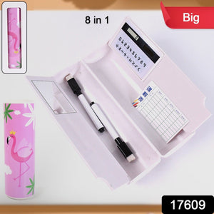 8 in 1 Compass Box, Geometry Box 2 Compartment, Pencil Box with 1 Calculator, 1 Mirror, 2 in 1 Marker Pen