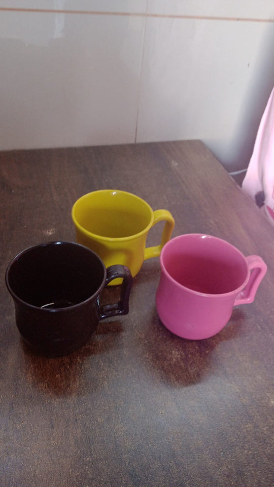 Premium Plastic Coffee / Tea Cups / Mug with Handle (1 Pc / Loose / Mix Color)