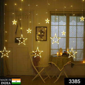 12 Stars LED Curtain String Lights with 8 Flashing Modes for Home Decoration, Diwali & Wedding LED Christmas Light Indoor and Outdoor Light ,Festival Decoration  (Warm White / With Box)