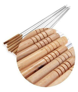 2228 Barbecue Skewers For Bbq Tandoor And Gril With Wooden Handle - Pack Of 12