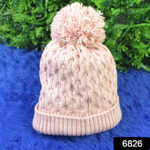 Soft Winter Cap, Woolen Inside Fur Beanie Cap (1 Pc / Mix Design & Color)