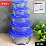 Modern Glass Bowl Set Mixing  Storage Bowls With Lids (5 Pcs Set)