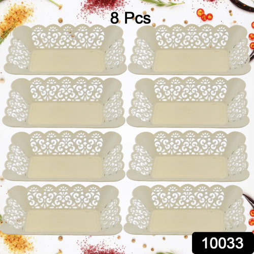 10033 Rectangle Plastic Dinner Plate Snacks  Breakfast Restaurant Serving Trays Home School Coffee Hotel Kitchen Office (8 Pcs Set)